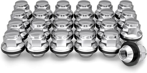 White Knight M12x1.25 Factory Style Lug Nuts for Frontier, Titan, Xterra and More. Black Chrome Mag Style Seat with Attached Washer – WN21006BK-24AM (24 Pack) in Kuwait