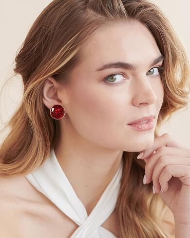 Emerald Green Earrings - Gold & Emerald Button Earrings for Trendy Women's Gifts in Kuwait