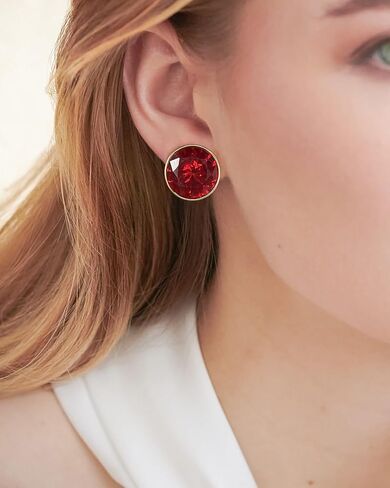 Emerald Green Earrings - Gold & Emerald Button Earrings for Trendy Women's Gifts in Kuwait