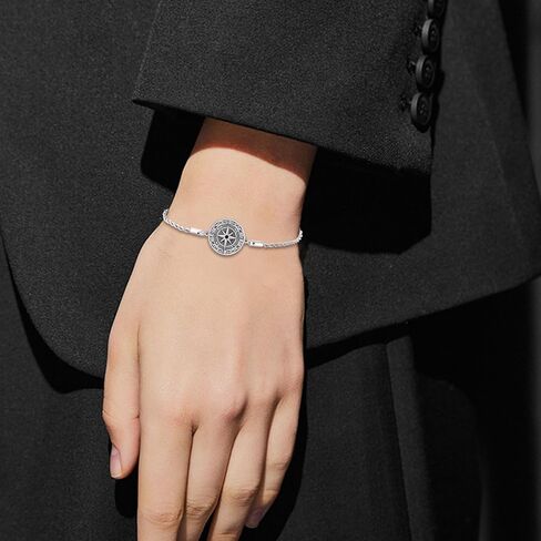 925 Sterling Silver Bracelet Mountain Cross Mustard Seed Star of David Compass Bracelet Jewelry Gifts for Women Men in Saudi Arabia
