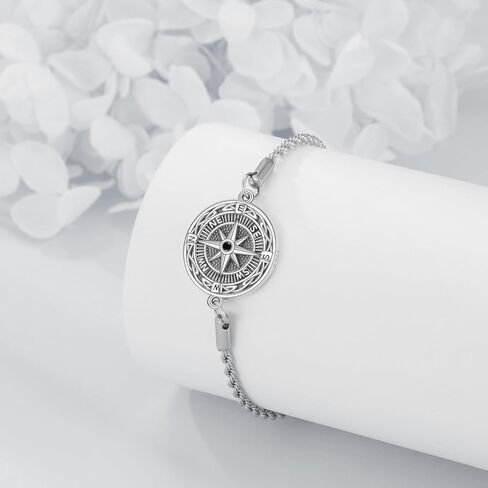 925 Sterling Silver Bracelet Mountain Cross Mustard Seed Star of David Compass Bracelet Jewelry Gifts for Women Men in Saudi Arabia