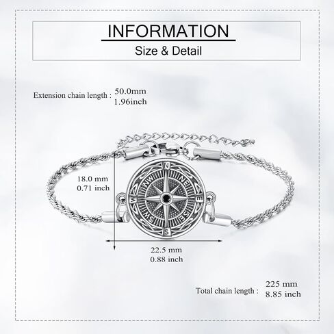 925 Sterling Silver Bracelet Mountain Cross Mustard Seed Star of David Compass Bracelet Jewelry Gifts for Women Men in Saudi Arabia