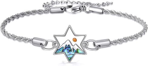 925 Sterling Silver Bracelet Mountain Cross Mustard Seed Star of David Compass Bracelet Jewelry Gifts for Women Men in Saudi Arabia