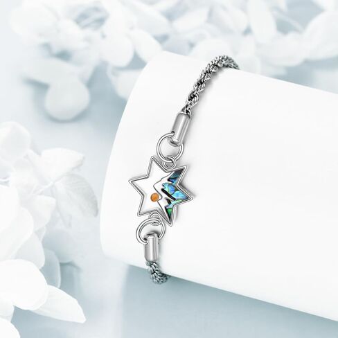 925 Sterling Silver Bracelet Mountain Cross Mustard Seed Star of David Compass Bracelet Jewelry Gifts for Women Men in Saudi Arabia