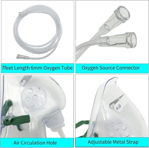 Oxygen Mask, Pediatrics Elongated Oxygen Mask with 7feet Length 6mm Oxygen Tube and Adjustable Elastic Strap, DEHP-Free and Latex-Free Materials 2 Pack (for Children) in Saudi Arabia