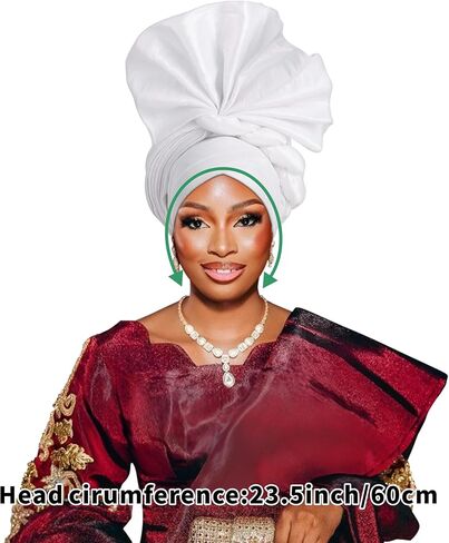 Elegant Polyester African Headscarf-Stretchable Traditional Nigerian Wedding Headpiece, Automatic Gurler Style Fan Headscarf in Kuwait