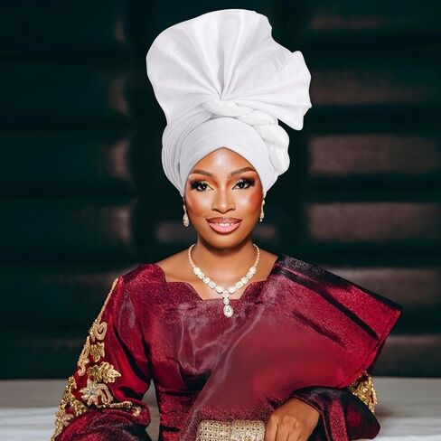 Elegant Polyester African Headscarf-Stretchable Traditional Nigerian Wedding Headpiece, Automatic Gurler Style Fan Headscarf in Kuwait