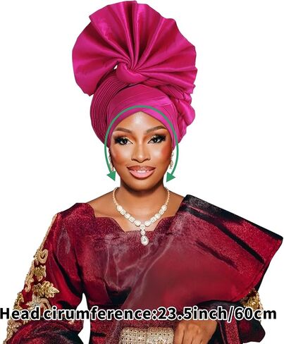 Elegant Polyester African Headscarf-Stretchable Traditional Nigerian Wedding Headpiece, Automatic Gurler Style Fan Headscarf in Kuwait