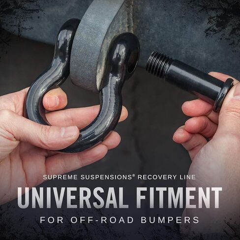 Supreme Suspensions Off-Road Recovery Gear - Heavy-Duty 3/4" D-Ring Shackle with 7/8" Screw Pin & Isolators (1pc Black) - 41,850lbs MAX Break Strength - Mystery Box Included with Purchase in Saudi Arabia