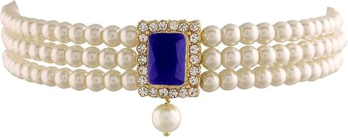 I Jewels Indian Wedding Bollywood Stone Pearl Choker Necklace With Earring Jewellery Set For Women in Kuwait
