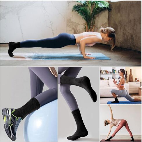 3 Pairs Non Slip Yoga Socks for Women Anti-skid Long Socks for Yoga, Barre, Ballet, Dance, Barefoot Workout Gym in Kuwait