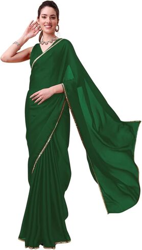 تشاندراكالا الحدود الفاخرة للنساء بدون بلوزة قطعة هندية (1444-P) in Kuwait