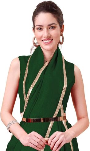 تشاندراكالا الحدود الفاخرة للنساء بدون بلوزة قطعة هندية (1444-P) in Kuwait