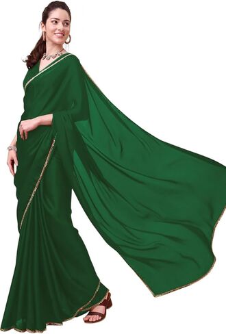 تشاندراكالا الحدود الفاخرة للنساء بدون بلوزة قطعة هندية (1444-P) in Kuwait