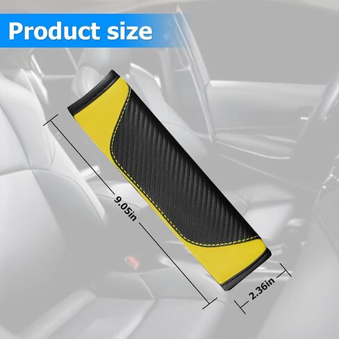 2PCS Car Seat Belt Cover, Carbon Fiber Safety Seatbelt Shoulder Strap Covers, Breathable Leather Soft and Comfortable Harness Pad Protect Your Neck and Shoulder（Black/Light Green） in Saudi Arabia
