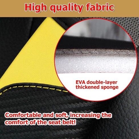 2PCS Car Seat Belt Cover, Carbon Fiber Safety Seatbelt Shoulder Strap Covers, Breathable Leather Soft and Comfortable Harness Pad Protect Your Neck and Shoulder（Black/Light Green） in Saudi Arabia