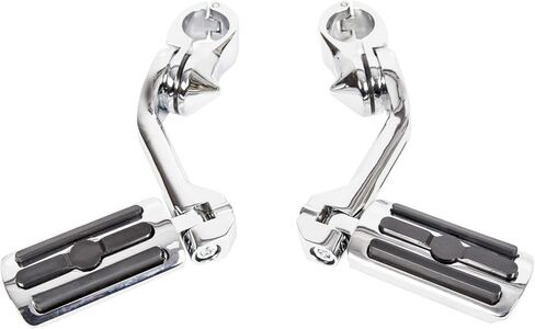 ECOTRIC 1.25'' Motorcycle Footpegs Long Highway Foot Pegs Compatible with Harley Davidson Road King Street Glide Honda Kawasaki Suzuki Yamaha Highway Foot Pegs Pedal - Long Angled in Saudi Arabia