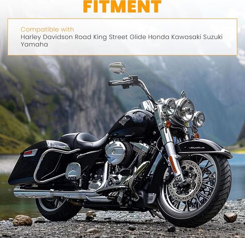 ECOTRIC 1.25'' Motorcycle Footpegs Long Highway Foot Pegs Compatible with Harley Davidson Road King Street Glide Honda Kawasaki Suzuki Yamaha Highway Foot Pegs Pedal - Long Angled in Saudi Arabia