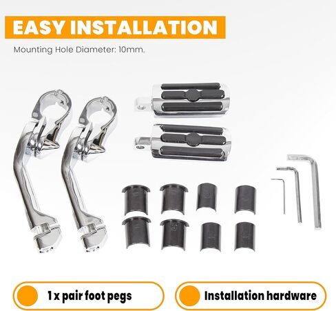ECOTRIC 1.25'' Motorcycle Footpegs Long Highway Foot Pegs Compatible with Harley Davidson Road King Street Glide Honda Kawasaki Suzuki Yamaha Highway Foot Pegs Pedal - Long Angled in Saudi Arabia
