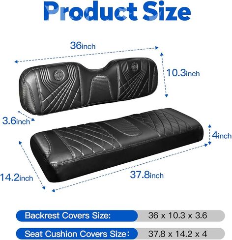 طقم أغطية مقاعد ماسية متدرجة من NOKINS Yamaha، أغطية مقاعد الفينيل الأمامية لعربة الجولف تناسب وسادة مقعد Yamaha Drive/Drive 2 OEM العادية، لا تتطلب دباسة (ألياف الكربون الأسود والأسود) in Kuwait