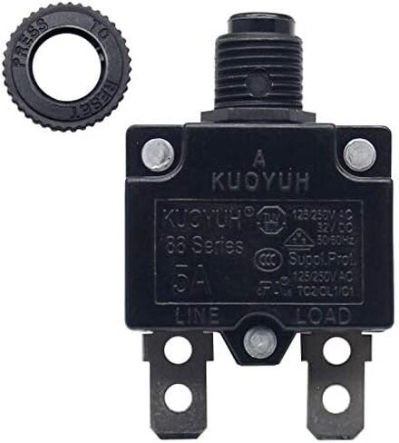 KUOYUH 88 Series 3, 5, 7, 8, 10, 12, 13, 15, 16, 20, 25, 30 Amp DC Circuit Breaker Push-Button Reset with Quick Connect Terminals and Transparent Waterproof Button Cover (8A) in Saudi Arabia