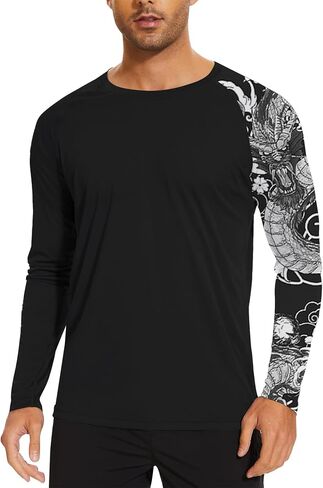 Mens Rash Guard Long Sleeve UPF 50+ Quick Dry Sun Shirt UV Protection SPF Water Shirt Fishing Swimming HH24024 in Saudi Arabia