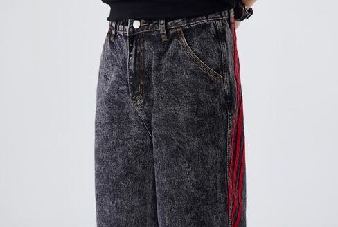 Men's Baggy Jeans Y2K Vintage Distressed Ripped Wide Leg Denim Pants Hip Hop Casual Loose Fit Streetwear Trousers in Saudi Arabia