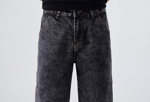 Men's Baggy Jeans Y2K Vintage Distressed Ripped Wide Leg Denim Pants Hip Hop Casual Loose Fit Streetwear Trousers in Saudi Arabia