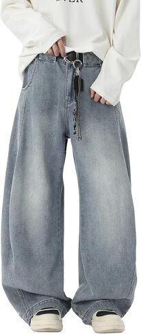 DOSLAVIDA Baggy Jeans Y2K Jnco Jeans Hip Hop Vintage Denim Pants Skater Casual Wide Leg Trousers in Saudi Arabia