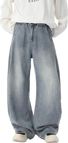DOSLAVIDA Baggy Jeans Y2K Jnco Jeans Hip Hop Vintage Denim Pants Skater Casual Wide Leg Trousers in Saudi Arabia