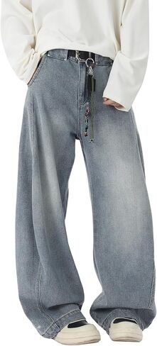DOSLAVIDA Baggy Jeans Y2K Jnco Jeans Hip Hop Vintage Denim Pants Skater Casual Wide Leg Trousers in Saudi Arabia