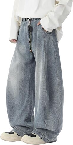 DOSLAVIDA Baggy Jeans Y2K Jnco Jeans Hip Hop Vintage Denim Pants Skater Casual Wide Leg Trousers in Saudi Arabia