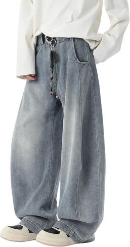 DOSLAVIDA Baggy Jeans Y2K Jnco Jeans Hip Hop Vintage Denim Pants Skater Casual Wide Leg Trousers in Saudi Arabia
