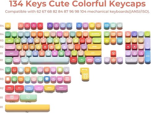 أغطية المفاتيح اليابانية - أغطية مفاتيح BOW 75 بالمائة، أغطية مفاتيح XDA PBT باللون الأبيض صبغ التسامي، مجموعة أغطية مفاتيح لوحة المفاتيح المخصصة للوحة المفاتيح الميكانيكية 61/64/68/84/87/100/104/108 Cherry MX - أبيض/أسود in Kuwait