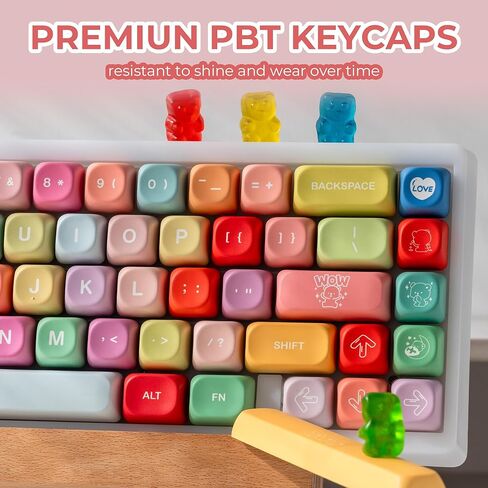 أغطية المفاتيح اليابانية - أغطية مفاتيح BOW 75 بالمائة، أغطية مفاتيح XDA PBT باللون الأبيض صبغ التسامي، مجموعة أغطية مفاتيح لوحة المفاتيح المخصصة للوحة المفاتيح الميكانيكية 61/64/68/84/87/100/104/108 Cherry MX - أبيض/أسود in Kuwait