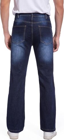 Men's Jeans Regular Fit High Waist Straight Stretch Cotton Jeans 5 Pocket in Saudi Arabia