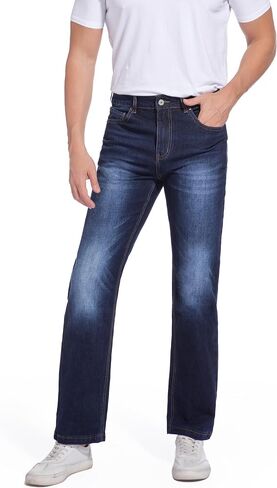 Men's Jeans Regular Fit High Waist Straight Stretch Cotton Jeans 5 Pocket in Saudi Arabia