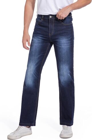 Men's Jeans Regular Fit High Waist Straight Stretch Cotton Jeans 5 Pocket in Saudi Arabia