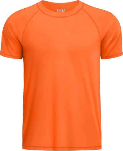 IHU Boys Neon Shirts Kids UPF 50+ Dry-Fit Athletic T-Shirts Short Sleeve Rash Guard Girls Swim Shirt Sports Undershirt in Kuwait