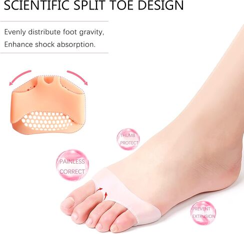 3 Pairs Complexion Metatarsal Pads, Ball of Foot Cushions, Reusable Breathable Soft Gel Forefoot Pads, Neuroma, Relief & Prevent Pain, Unisex, Pink, Face & Foot, Dancing, Running, Work in Kuwait