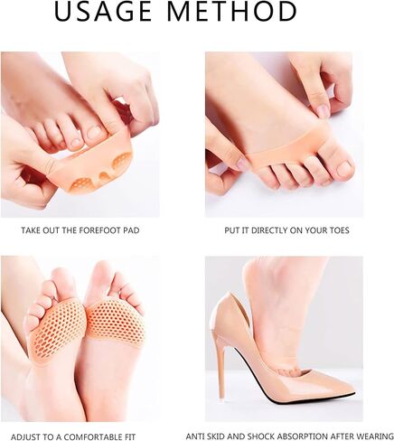3 Pairs Complexion Metatarsal Pads, Ball of Foot Cushions, Reusable Breathable Soft Gel Forefoot Pads, Neuroma, Relief & Prevent Pain, Unisex, Pink, Face & Foot, Dancing, Running, Work in Kuwait