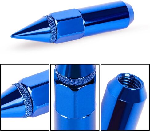 muge racing M12 x 1.5 Spike Lug Nuts 20 PCS, Electrophoretic Coating Wheel Lug Nut with Pointed Cap, Weather Resistant Lug Nut Set for Ford, Toyota, Honda, Chevrolet, Nissan, Mazda and More, Blue in Kuwait