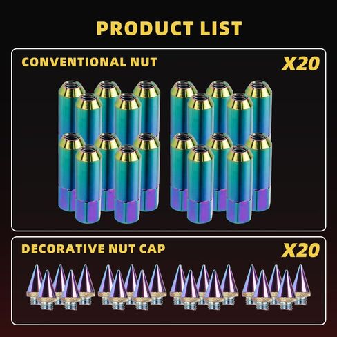muge racing M12 x 1.5 Spike Lug Nuts 20 PCS, Electrophoretic Coating Wheel Lug Nut with Pointed Cap, Weather Resistant Lug Nut Set for Ford, Toyota, Honda, Chevrolet, Nissan, Mazda and More, Blue in Kuwait