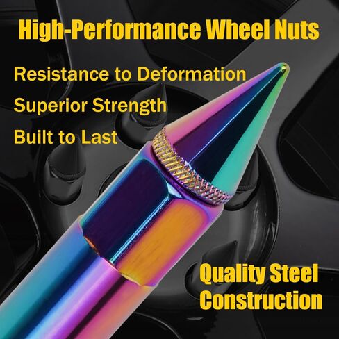 muge racing M12 x 1.5 Spike Lug Nuts 20 PCS, Electrophoretic Coating Wheel Lug Nut with Pointed Cap, Weather Resistant Lug Nut Set for Ford, Toyota, Honda, Chevrolet, Nissan, Mazda and More, Blue in Kuwait