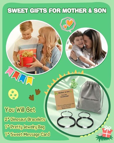 PINKDODO Mother Son Dinosaur Bracelet Christmas Valentines Birthday Gifts in Saudi Arabia
