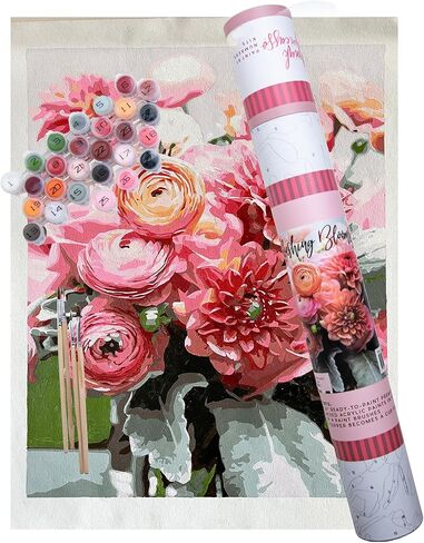 Pink Picasso Kits Botanical Floral Paint by Number for Adults | DIY 16x20 Color by Numbers Canvas Painting Kit for Adult & Teens | As Seen On Shark Tank & Oprah's Favorite Thing | Delightful Delivery in Saudi Arabia