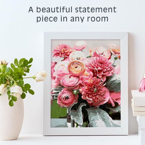 Pink Picasso Kits Botanical Floral Paint by Number for Adults | DIY 16x20 Color by Numbers Canvas Painting Kit for Adult & Teens | As Seen On Shark Tank & Oprah's Favorite Thing | Delightful Delivery in Saudi Arabia
