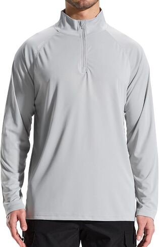 LOOGU Men's Quarter Zip Golf Pullover Long Sleeve 1/4 Zip Mock Neck UPF50+ Shirts Running Athletic Hiking Quick Dry Outdoor in Saudi Arabia