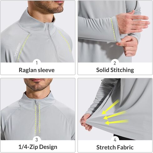 LOOGU Men's Quarter Zip Golf Pullover Long Sleeve 1/4 Zip Mock Neck UPF50+ Shirts Running Athletic Hiking Quick Dry Outdoor in Saudi Arabia