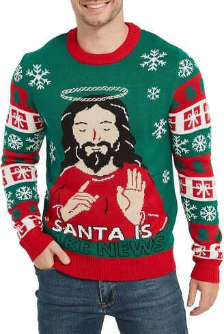 Ugly Christmas Sweaters for Men, Long Sleeve Crew Neck Sweater, Knitted Jumper in Saudi Arabia